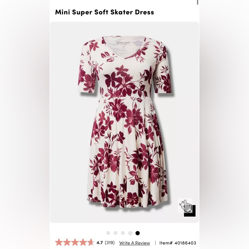 NWT Torrid Mini Super Soft Skater Dress Ivory Floral/ size 00 10 M-L